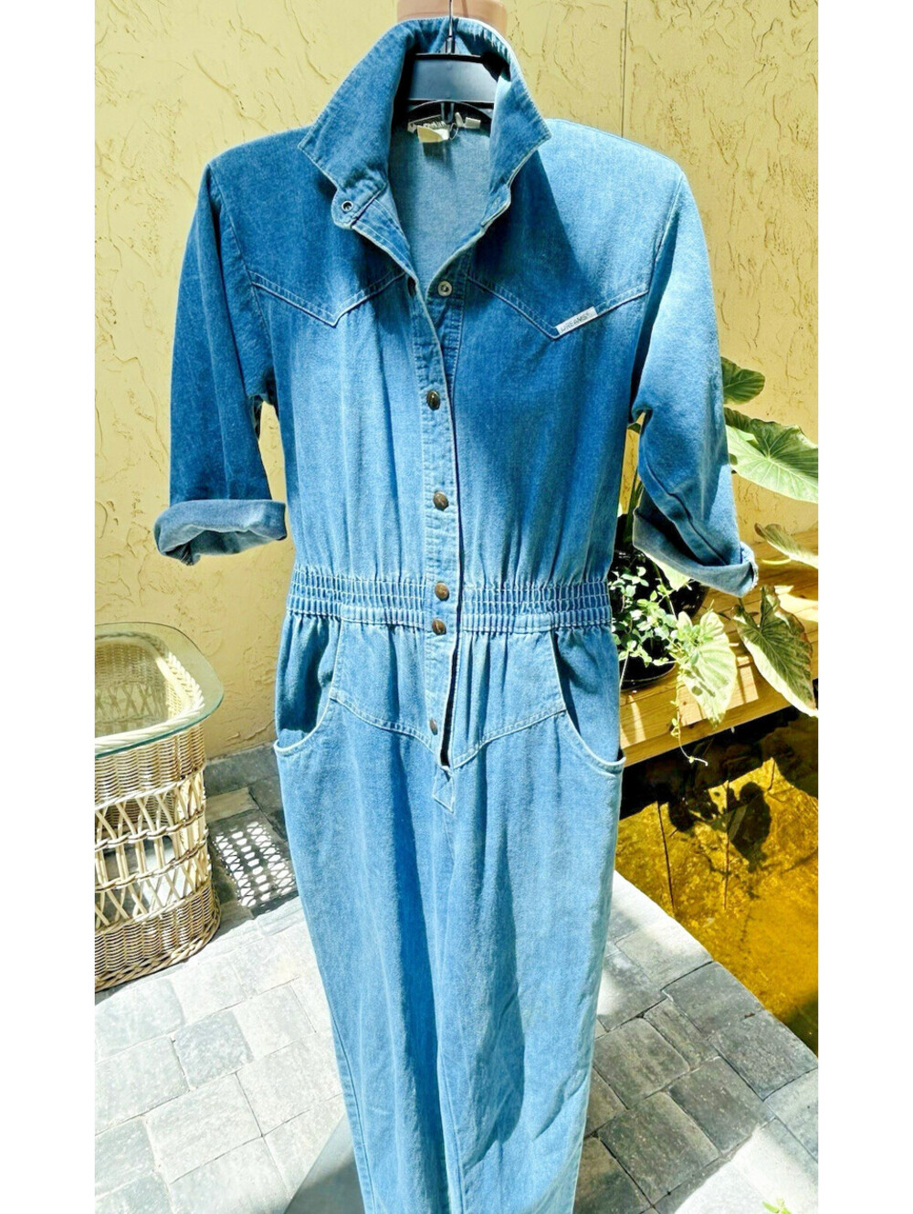 Vintage Dreams Denim Jean Jumpsuit Romper  Overalls 80s Y2K Boho Festival Small